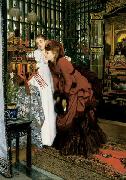 James Tissot Young Ladies Looking at Japanese Objects oil painting